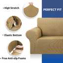 KEKUOU Stretch Oversized Sofa Slipcover 1 Piece Couch Sofa Cover (94"-110") Furniture Protector 4 Seater Sofa with Elastic Bottom for Kids,Pet.Jacquard Checked Pattern Fabric(X Large,Tan)