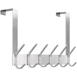 DOKU Over The Door Hooks, Stainless Steel Heavy Duty Over Door Hanger Holder for Coat Robe Hat Clothe Towels Hanging, Bathroom Organizer Towel Rack 12 Hooks, Brushed Nickel