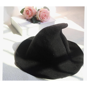 BESPORTBLE Black Witch Beanie Hat for Women Cozy Winter Knit Fisherman Cap Accessory for Masquerade and Cosplay Events for Indoor and Outdoor Use