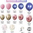Navy Blue Rose Gold Pink Gold Confetti Latex Balloons with 140pcs 18/10/5/Inch Metallic Chrome Balloons for Birthday Party Wedding Graduation Bridal Shower Decorations (Navy Blue)