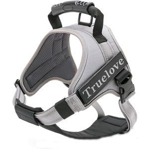 Truelove Dog Harness No-Pull Reflective Stitching Ensure Night Visibility Outdoor Adventure Big Dog Harness Perfect Match Puppy Vest TLH5753 (Gray)