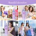 2 x 9PCS Bling Stanley Cup Accessories for 30oz & 40oz Tumbler with handle,Including Initials Charm,Leather Handle Strap,Straw Bow Decorate,Straw Topper,Boot,Spill Proof Stopper,Sticker(Purple B)