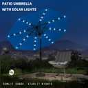 9FT Patio Umbrella with Solar Lights,Outdoor Market Umbrella with Tilt and Crank, LED Lighted Table Umbrella for Garden,Deck,Backyard,Pool,Beach (Royal blue)