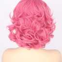 Topcosplay Women 50s Wig Short Pink Beehive Wig Halloween Costume Wigs