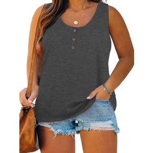Plus Size Tank Tops for Women 3X 2023 Trendy Going Out Tops Summer Casual T Shirts Dark Grey 22W (Gray)