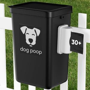 Dog Poop Trash Can Outside, 3.1 Gallon Dog Waste Trash Can with Trash Bag Dispenser, Outdoor Dog Poop Trash Can with Lid, Black Hanging Trash Can for Fence, Garbage, Outdoors, Counter Top