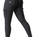YEOREO CoreFlex Workout Cargo Leggings with Pockets for Women Hidden Scrunch Butt Lifting Leggings Gym Yoga Pants (Black, XS)
