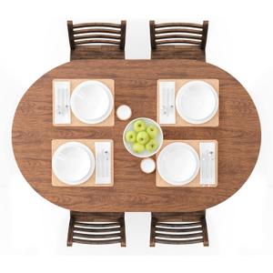 UMINEUX Oval Fitted Vinyl Tablecloth with Elastic Edged & Flannel Backing, Waterproof Wipeable Oval Table Cover - Fits Tables up to 42"X68" (Wood)