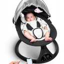 Electric Baby Swings for Infants to Toddler Baby Swing with 5-Speed 3-Seat Positions 5-Point Carabiner,with Bluetooth Music 10-Preset Melodies (Black White)