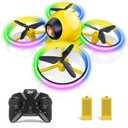 Dwi Dowellin Mini Drone for Kids, 4.9 Inch Small Flying Toys Drones with LED Light One Key Take Off Spin Flips RC Mini Drones Nano Quadcopter Long Flight Time Drones for Beginners and Adults, Yellow