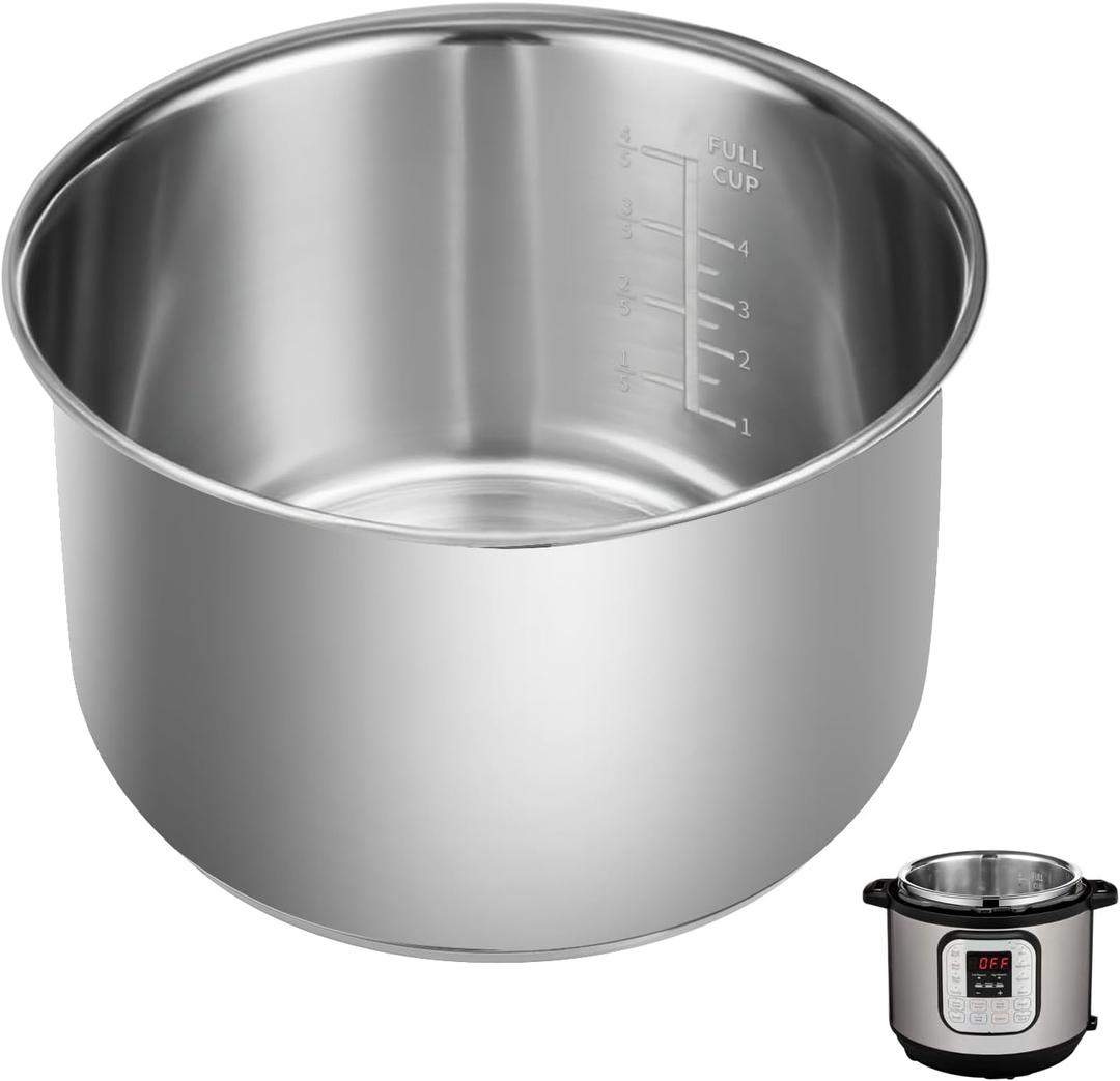Stainless Steel 3QT Inner Cooking Pot Compatible with Instant Pot, Cooking Pot for Rice, Non-Stick 304 Stainless Steel Inner Bowl, Durable Pots for Multi-Cookers, Easy to Clean and Dishwasher Safe