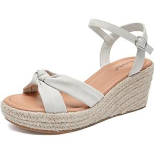 Luoika Women's Wide Width Ankle Strap Wedge Sandals, size 9.5W