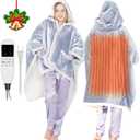 Heated Shawl Wrap Electric Snuggle Throw Wearable Heated Throw Blanket for Women Heated Poncho with Sleeves Flannel&Sherpa Electric Robe Heated Throw Hoodie Blanket with 9 Temp 51"x63" (Light Grey Throw)