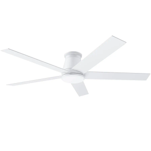 wurzee 60 inch Ceiling Fan with Light, White Flush Mount Ceiling Fan 6 Speeds DC Reversible Motor, 5 Blades, Timing, Dimmable, Memory Function for Bedroom, Kitchen, Patios