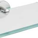 JQK Bathroom Glass Shelf, Tempered Glass Shower Storage 8 by 5 inches, 304 Stainless Steel Brushed Finish Wall Mount, TGS101L8-BN