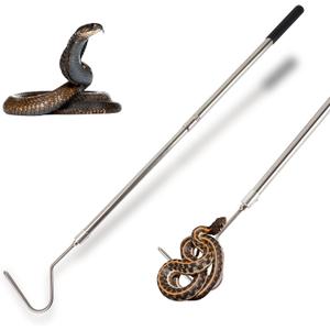 Snake Hook, Stainless Steel Extensible snake grabber tool, 33 inch Sturdy snake Catcher Handling Stick Trap Tool Tong for Herpetologists, Wildlife control personnel, Wranglers, Removal Experts