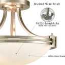 SAMTEEN Brushed Nickel Semi Flush Mount Ceiling Light Modern 3-Light White Glass Hallway Light Fixture Ceiling for Bedroom Living Room Kitchen, Bowl Shade