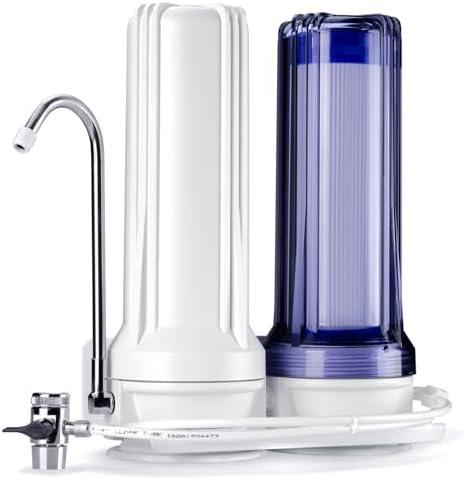 iSpring CKC2 2-Stage Countertop Water Filter, NSF/ANSI 58 Certified, Reduces PFAS, Chlorine, Sediment & Odor, 8000 Gallons, Up to 12 Months, Easy Installation, 2.5" x 10" - 2 Filters Included
