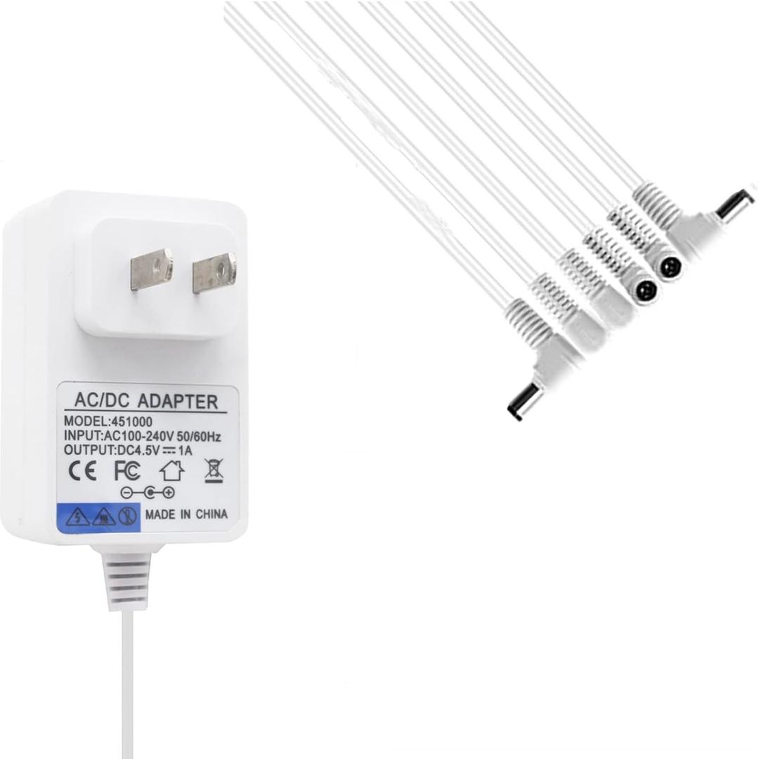 AC/DC 4.5V Power Adapter Compatible with Lemax Lighted Accessory 74707 74295 84428 94566 94527 94563 94564 64517 44241 Fits for Christmas Micro Lighting Building Decoration (White, 6 Output)
