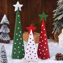 GHOSTMAGIC 3 Pcs Wooden Christmas Trees Tabletop Decorations, Rustic Xmas Tree Table Signs Double-Sided Tiered Tray Centerpieces Farmhouse Wood Sign Decor for Home Office Fireplace Farmhouse (3pcs)