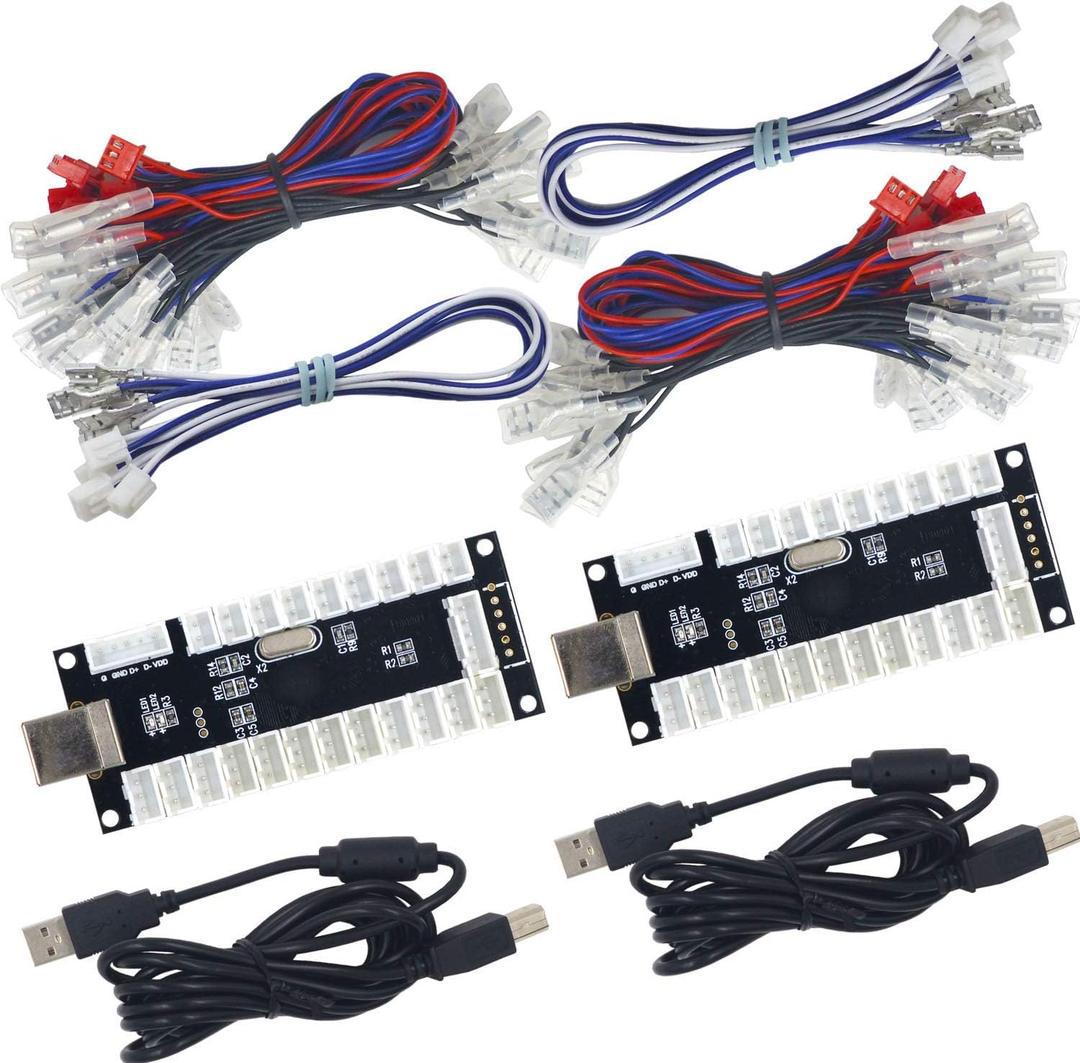 SJ@JX 2-Player LED USB Encoder to Arcade Joystick and LED Arcade Buttons for PC, MAME and Raspberry Pi (happ)