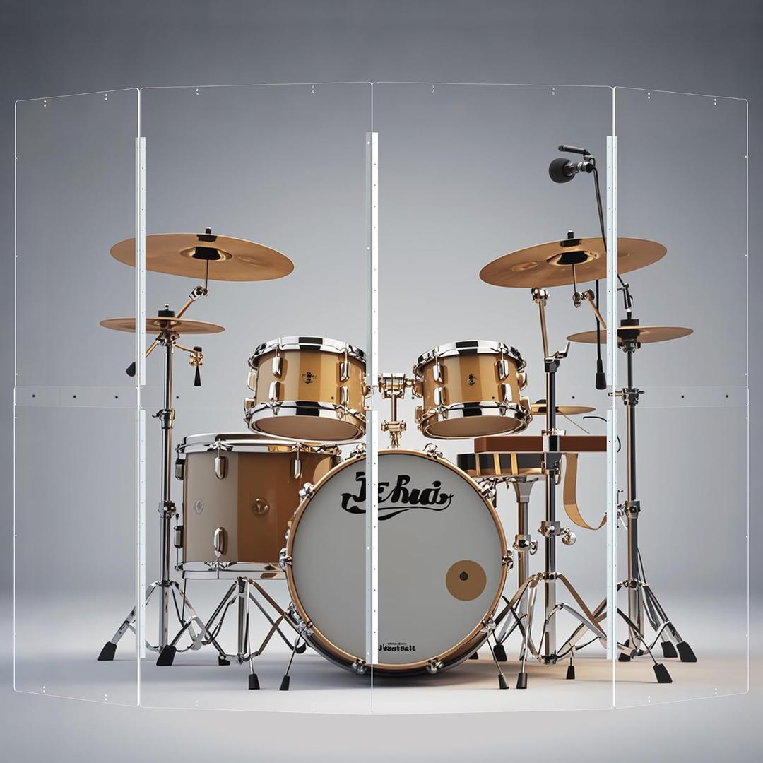 Portable Drum Shield | 4 Panels 2ft x 5ft | Sound Barrier | Steel Hinges