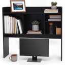 Vercraft Dorm Desk Hutch Wood Desktop Bookshelf 32.4x27.6x8'',Black, 32.4 x 27.6 x 7.9 inches