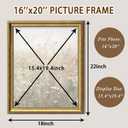 16x20 Picture Frame, Ornate Vintage Gold Photo Frames with HD Glass for Wall Hanging & Tabletop Display, 16 x 20 Antique Photo Frame with Distressed Rust-Like Finish, Retro Home Decor