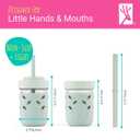 Elk and Friends Kids + Toddler Glass Cups | The Original 8oz Glass Mason Jar with Sleeves + Lids | Silicone Straws + Stopper | Smoothie Cup | Food Storage | Spill Resistant | Dishwasher Safe | 4 Pack