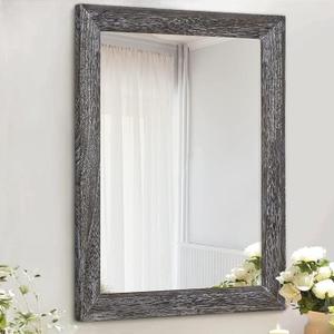 AAZZKANG Wall Mirror with Rectangle Wood Frame Large 20"x16" Rustic Decorative Hanging Mirrors for Bedroom Bathroom Living Room Home Office