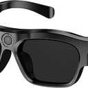 Smart Glasses with Camera, 4k Video Camera Glasses with TF Card, Recording Glasses for Driving Riding Training VX18 (Black)