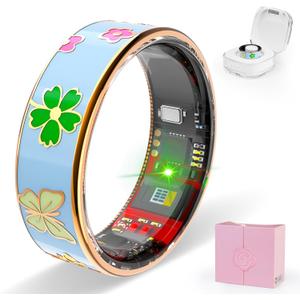 Smart Ring Men & Women Ring Sleep Tracker Pedometer Long Battery Life No Subscription Fee, IP68 Waterproof (Blue, 7)