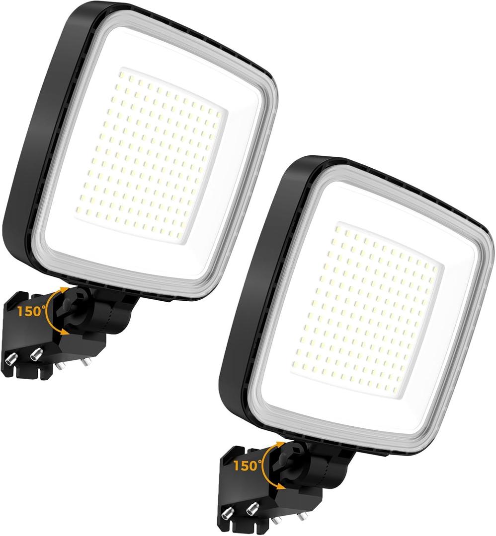 LED Parking Lot Light 2Pack, 150W 21000LM Dusk to Dawn Outdoor Lighting Adjustable Outdoor Light Poles IP66 Waterproof Commercial Street for Yard, Barn, Driveway, Sport, Highway