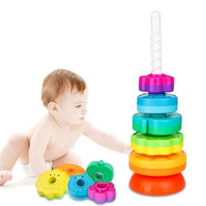 LBAIBB Spin Stack Toys,Baby Spinning Toy ABS Plastic and Color Rainbow Design,Focus on Children Educational and Interactive Learning's Stack Toys, Suitable for Gifts for Boys and Girls