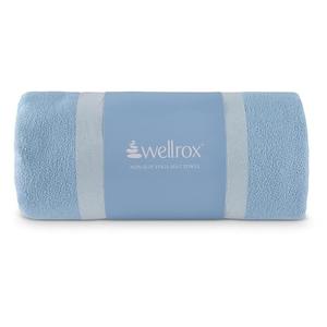 Wellrox Yoga Mat Towel Non Slip - Ultra Absorbent Super Soft Microfiber Hot Yoga Towel Non Slip for Pilates & Fitness (74” x 26”, Blue)