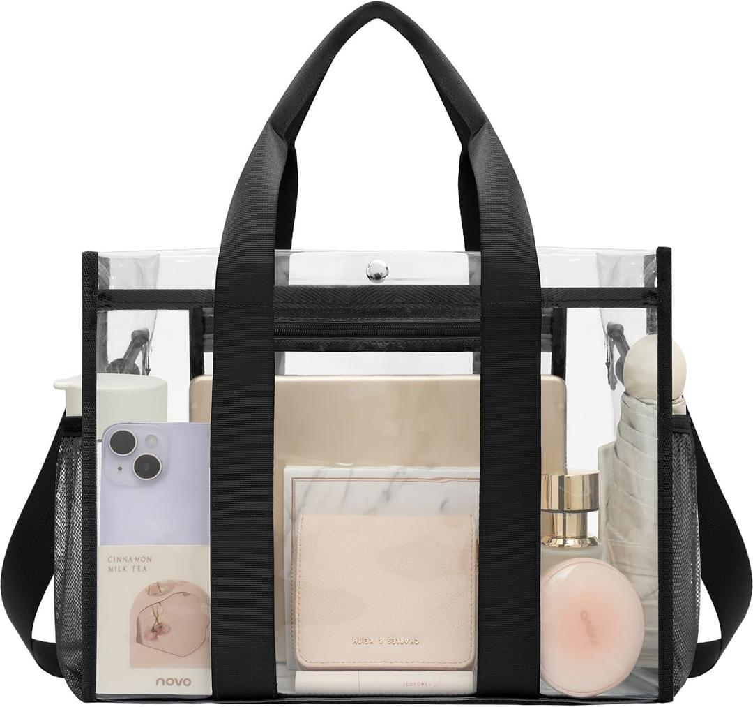 BAGAIL Stadium Approved Clear Tote Bag with Inner Pocket, Transparent Travel Bag for Sports Event, Concert, Work