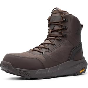 NORTIV 8 Men's Composite Toe Work Boots 8'' Lightweight ASTM F2412-24 & ASTM F2913-24 Safety Boots with Side Zipper for Construction & Warehouse, Metrostrike-Nano (9.5, Brown)