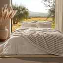 Bedsure Gentlesoft 2-in-1 Queen Comforter Set and Detachable Fluffy Blanket, Beige Bedding Set for All Season Use, SnapTech Design for Space Saving (Includes 2 Pillow Shams, 2 Pillowcases)