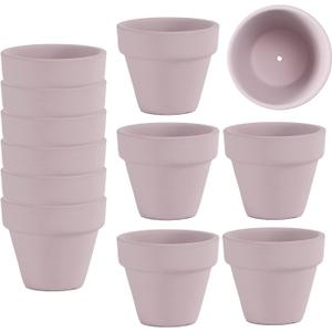 Fcacti Mini Pink Terracotta Clay Flower Pots 2 inch with Drainage Holes for Tiny Cactus Herb lithop, Small Succulent Planter Nursery Plant Pot,(FC-48-12-P)
