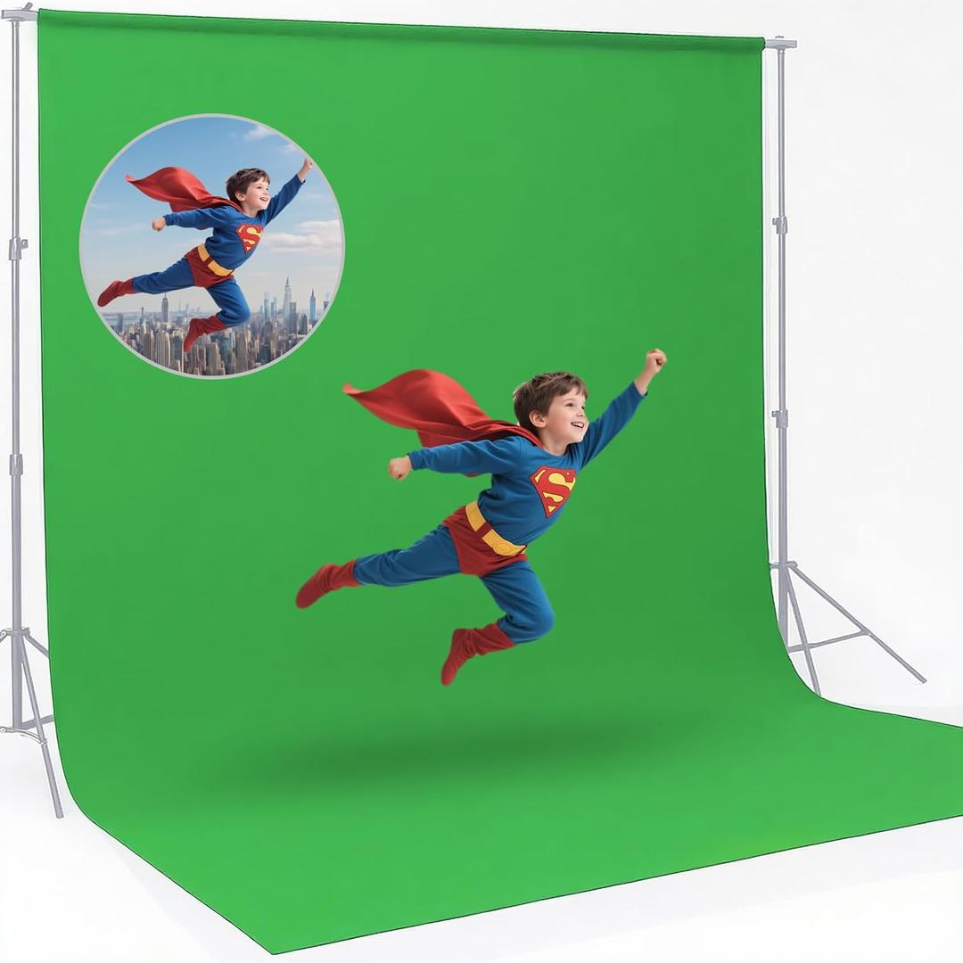 CPLIRIS 10x20ft Green Screen Backdrop for Photography, Dual-Size Dual-Pocket Design Chromakey Background for Photoshoot, Game Steaming, Zoom Meeting with Both Options of 10 ft and 20 ft in Width