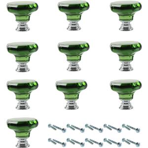 Dixiao 10 Pack Green Crystal Decorative Cabinet Dresser Knobs, Crystal Furniture DoorKnobs, Bathroom Cupboard Hardware Drawer Pulls, Glass Cabinet Drawer Knob (Green)