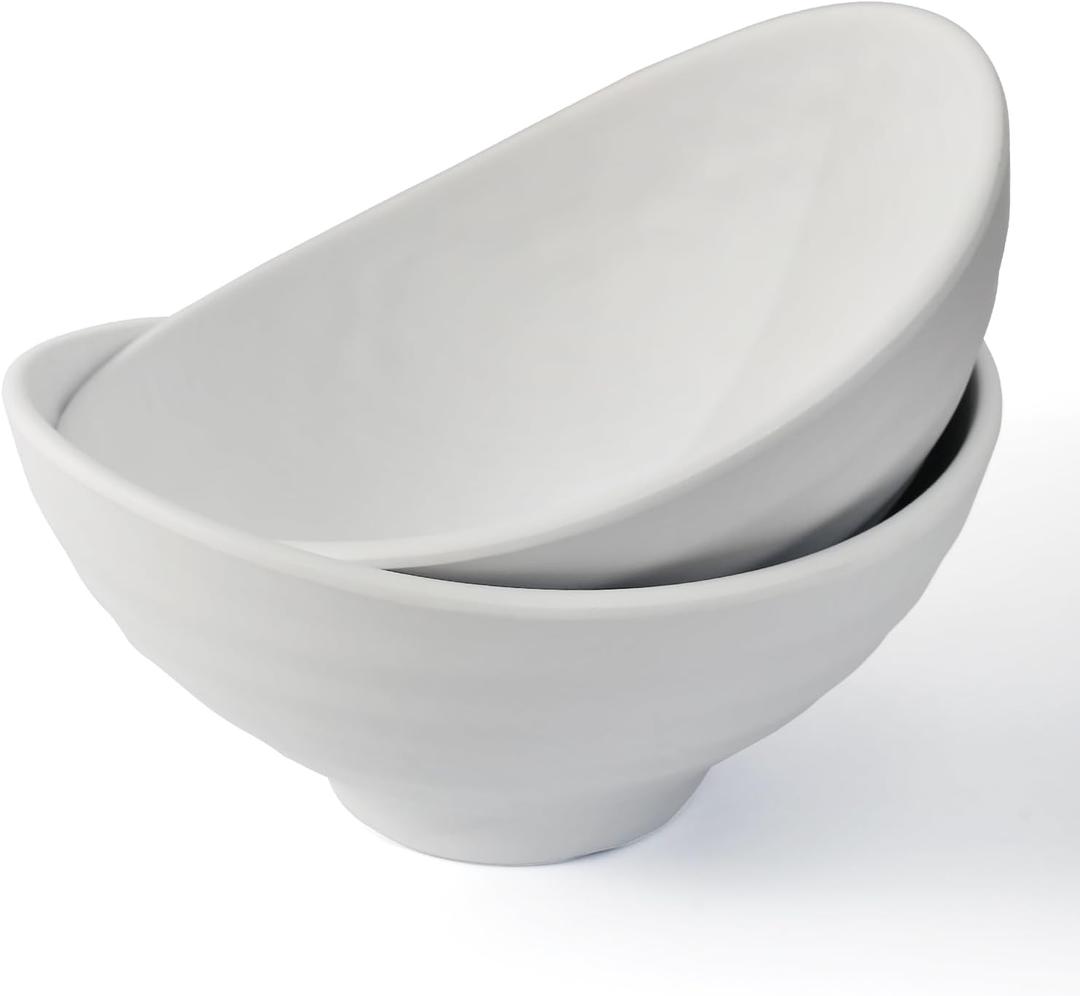 TP 10.5" Melamine Bowls Set of 2, Large 90 oz Serving Bowls for Soup, Salad, Pasta, Ramen, Durable Lightweight and Dishwasher Safe, White