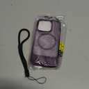 RMOCR for iPhone 15 Pro Case with Screen Protector+Lanyard Wrist Strap,Magnetic Translucent Matte Rugged Slim Phone Cover Built in Invisible Kickstand [Fit for MagSafe],Purple
