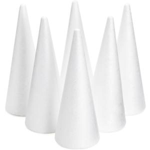 Bright Creations Foam Cones for Crafts - Foam Tree Forms for Flower Arrangements & DIY Art Projects - 3.8 x 9.5 in, White, Pack of 6