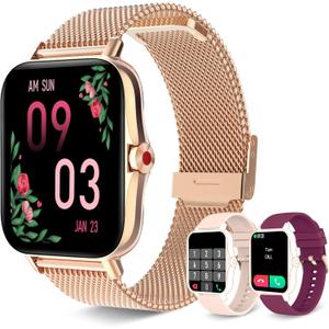 Iaret Smart Watch for Women(Call Receive/Dial), Fitness Tracker Waterproof Smartwatch for Android iOS Phones 1.7" HD Full Touch Screen Digital Watches with Heart Rate Sleep Monitor Pedometer (Rose Gold)