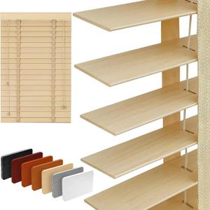 2" Slats Wood Blinds for Indoor Windows: Solid Wooden Blackout Blinds & Shades,Black Out Privacy Horizontal Blinds for Home Bedroom Bathroom Living Room Windows and Doors 33.5" WX64 H Beige