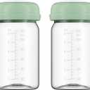 Breastmilk Storage Bottles Collection Bottles, 6oz Wide-Neck Breast Milk Container Compatible for Spectra S1 S2 SG Motif Luna Breast Pumps, Fit for Momcozy Breast Milk Cooler & Fridge, 2 Packs