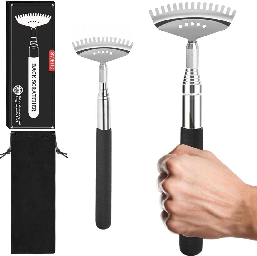 Svjetiq Oversized Extendable Back Scratcher for Men Women Adults, 2 Pack Different-Sizes Telescoping Back Massager, Men Gadgets Fathers Day Dad Gifts for Birthday Christmas Stocking Stuffers