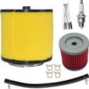 Air Filter kit 17254-HN5-670 for Honda TRX350 Foreman TRX400 TRX450 TRX500 Recon TRX250 Rancher TRX350 Rubicon TRX650 with Oil Filter & Spark Plug