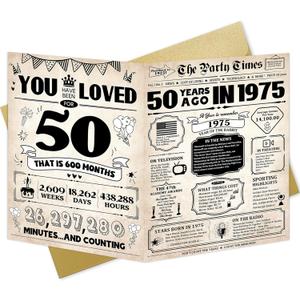 4 x Fifty Birthday Card For Man Women Large 50th Birthday Card For Dad Mom Happy 50th Birthday Party Decorations Best 50 Year Old Birthday Gifts Ideas